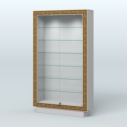 Низкая узкая витрина с декором НБА-9, Серый