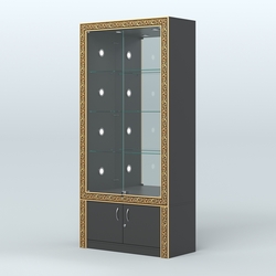 Витрина выставочная с декором №ВБА-3С, Черный