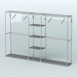 Торговая система ХРОМ (задняя стенка - стекло) 3030 мм с полками ДСП и поручнями №12, Черный