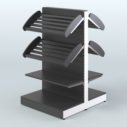 Низкий островной широкий стеллаж для хлеба и выпечки СХОН-02, Черный