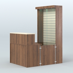 Мини павильон для торговли с большой застекленной эко-панелью СЛОТ №9 (2 кв.м), Орех + Крем Вайс