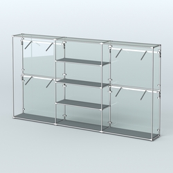 Торговая система ХРОМ (задняя стенка - стекло) 3600 мм с полками ДСП и поручнями №5, Темно-Серый