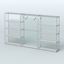 Торговая система ХРОМ (задняя стенка - стекло) 3600 мм с полками ДСП и поручнями №9, Серый