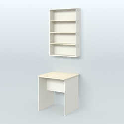 Распаковочный квадратный стол с антресолью для аптеки Р-01, Белый + Крем Вайс