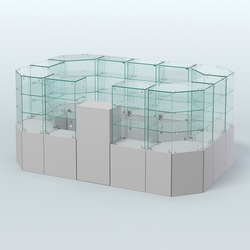Стеклянный островок-павильон серии КОЛЬЦО прямоугольный №6, Серый