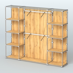 Торговая система ХРОМ (задняя стенка - ДСП) 2430 мм с полками ДСП и поручнями №7, Дуб Золотистый