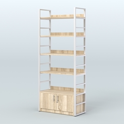 Торговый стеллаж средний STRONG - АЛЬФА №2, Дуб Сонома + Белый