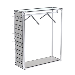 Хромированный стенд-вешало ETD-12 №1-1 (торец-ЭП) с полкой стекло 6мм (прозрачное), Серый