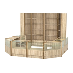 Торговый островок с выкатным прилавком и молдингами №4 (5,38 кв.м), Дуб сонома