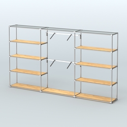 Торговая система ХРОМ без ДСП 3600 мм с полками ДСП и поручнями №6, Дуб Золотистый