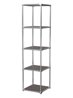 Торговый хромированный стеллаж с полками ДСП №1, Дуб Венге