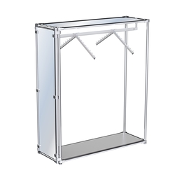 Хромированный стенд- в центр зала, торец-зеркало ZTD-12 №1-4 с полкой Зеркало 4 мм, Серый