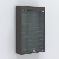 Витрина настенная №202-7А высокая с девятью полками и подсветкой, Черный