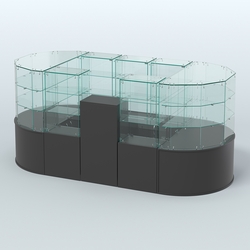 Круглый стеклянный островок-павильон серии КОЛЬЦО овальный №2, Черный