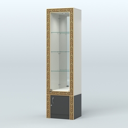 Витрина зеркальная с декором №ВБА-4, Белый и Черный