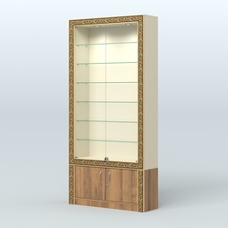 Витрина закрытая с декором №ВБА-31, Крем Вайс + Орех