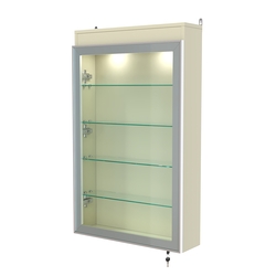 Витрина настенная №2-3А с четырьмя полками и подсветкой серии Collecto, Крем Вайс