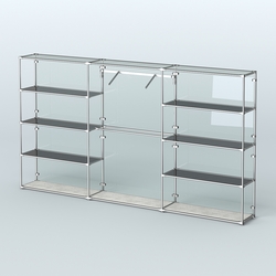 Торговая система ХРОМ (задняя стенка - стекло) 3600 мм с тонированными полками и поручнями №9, Метрополитан Грей