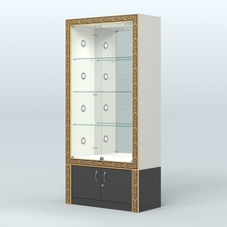 Витрина выставочная с декором №ВБА-3С, Белый и Черный