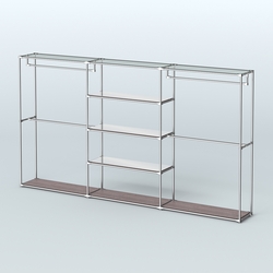 Торговая система ХРОМ без ДСП 3600 мм с зеркальными полками и поручнями №2, Ясень Анкор темный