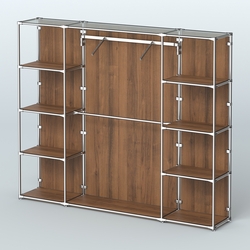 Торговая система ХРОМ (задняя стенка - ДСП) 2430 мм с полками ДСП и поручнями №11, Орех