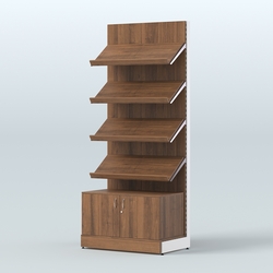 Стеллаж для хлеба и выпечки с четырьмя наклонными полками и накопителем Феникс №13Н, Орех