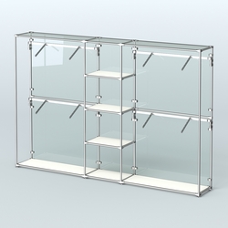 Торговая система ХРОМ (задняя стенка - стекло) 3030 мм с полками ДСП и поручнями №8, Белый