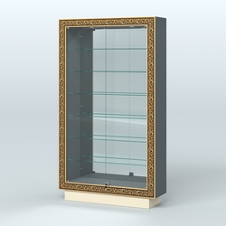 Низкая витрина с декором и узкими полками НБА-11, Темно-серый и Крем Вайс U2601-U2236