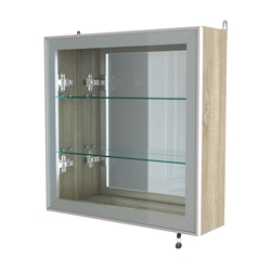 Витрина настенная №1-2А с зеркалом серии Collecto, Дуб Сонома