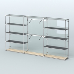 Торговая система ХРОМ (задняя стенка - стекло) 3600 мм с тонированными полками и поручнями №6, Дуб Сонома