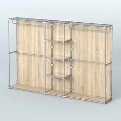 Торговая система ХРОМ (задняя стенка - ДСП) 3600 мм с зеркальными полками и поручнями №4, Дуб Сонома