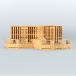 Павильон со стеклянными прилавками для продажи чая и кофе №5, Дуб Золотистый