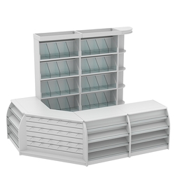 Комплект кассовой зоны со стеллажами под конфеты и орехи средний №2, Серый