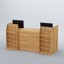 Ресепшен Атлант с накладными планками и наклонными полками №7, Дуб Золотистый