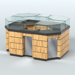 Торговый островок GOLD с зеркальным фасадом №1-1 (3,13 кв.м), Черный и Дуб Золотистый 10-U1148