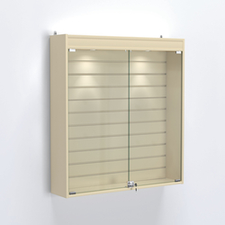 Витрина настенная №204-2Б закрытая с экономпанелью и фризом, Крем Вайс