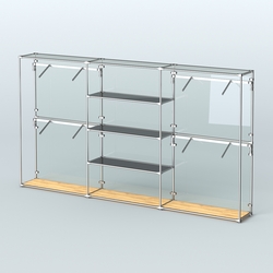 Торговая система ХРОМ (задняя стенка - стекло) 3600 мм с тонированными полками и поручнями №5, Дуб Золотистый