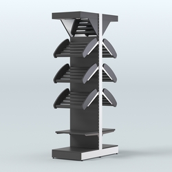 Стеллаж для хлеба островной узкий с зеркальным фризом СХОВФ-04, Черный