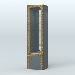 Витрина с декором и верхней подсветкой №ВБА-504, Темно-Серый