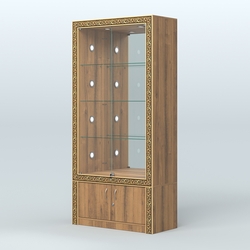 Витрина выставочная с декором №ВБА-3С, Орех