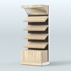 Стеллаж для хлеба и выпечки с четырьмя наклонными полками, накопителем и фризом Феникс №13ФН, Дуб Сонома + Дуб Венге