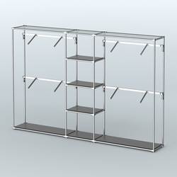 Торговая система ХРОМ без ДСП 3030 мм с полками ДСП и поручнями №8, Черный