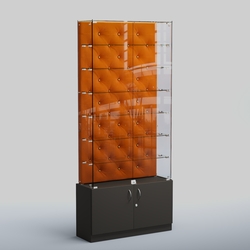 Высокая стеклянная витрина КАПИТОНЕ №33, Черный + 08 Mustard