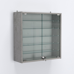 Витрина настенная №201-5А с пятью прозрачными полками, Бетон Чикаго светло-серый F186 ST9