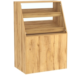 Торговый прилавок для выпечки с двумя наклонными полками серии BAKERY №1 , Дуб Золотистый