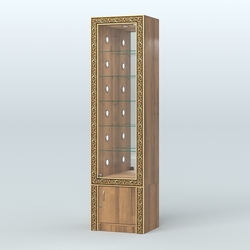 Витрина с декором и стеклянными полками №ВБА-504С, Орех