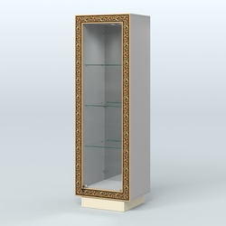 Низкая витрина с декором и тремя прозрачными полками НБА-3, Серый + Крем Вайс