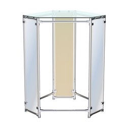 Вешало Прогресс №3-2 островной (с прозрачной полкой стекло 8 мм и зеркалами), Крем Вайс