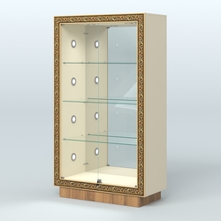 Низкая выставочная витрина с декором НБА-7С, Крем Вайс + Орех