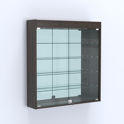 Витрина настенная №204-4А зеркальная с подсветкой, Дуб Венге